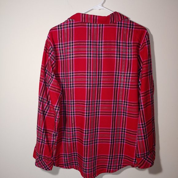 Victoria‘s Secret Red Plaid Long Sleeve Embroidered Pajama Shirt Size L - Picture 5 of 5